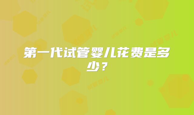 第一代试管婴儿花费是多少？