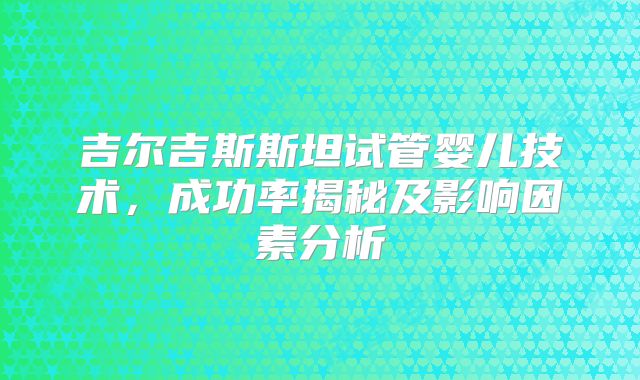 吉尔吉斯斯坦试管婴儿技术，成功率揭秘及影响因素分析