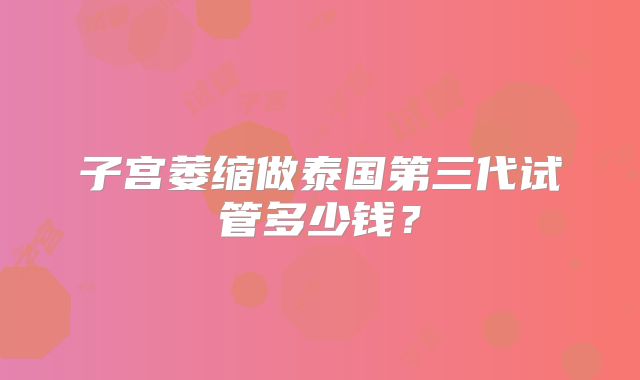 子宫萎缩做泰国第三代试管多少钱?