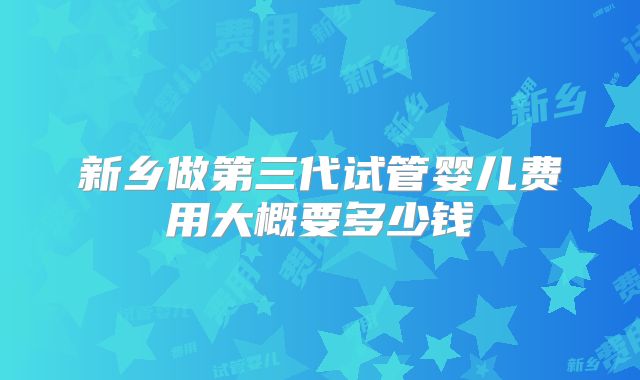 新乡做第三代试管婴儿费用大概要多少钱