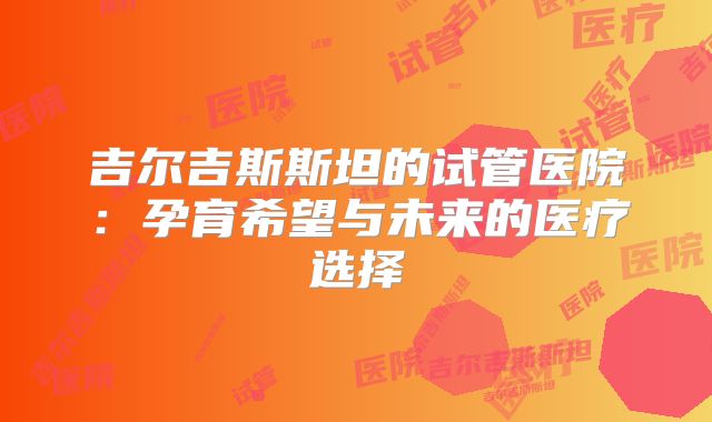 吉尔吉斯斯坦的试管医院：孕育希望与未来的医疗选择