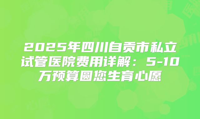 2025年四川自贡市私立试管医院费用详解：5-10万预算圆您生育心愿