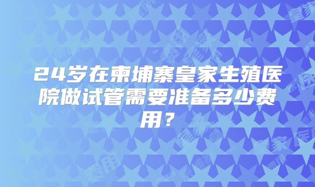 24岁在柬埔寨皇家生殖医院做试管需要准备多少费用？