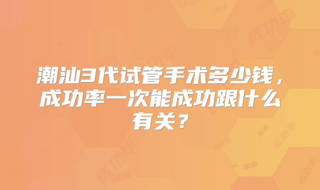 潮汕3代试管手术多少钱,成功率一次能成功跟什么有关?