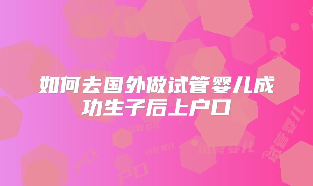 如何去国外做试管婴儿成功生子后上户口