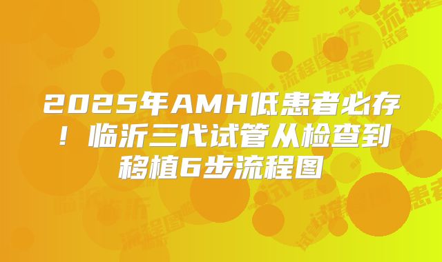 2025年AMH低患者必存！临沂三代试管从检查到移植6步流程图