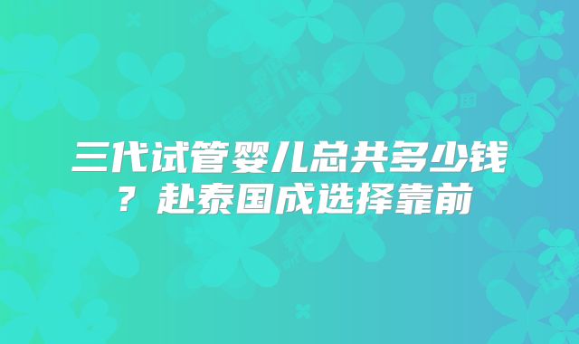 三代试管婴儿总共多少钱?赴泰国成选择靠前
