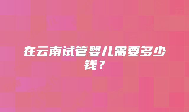 在云南试管婴儿需要多少钱？