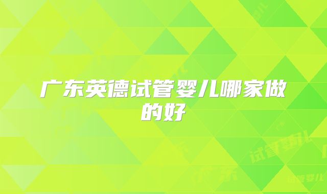 广东英德试管婴儿哪家做的好