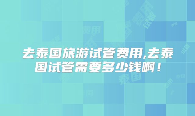 去泰国旅游试管费用,去泰国试管需要多少钱啊！