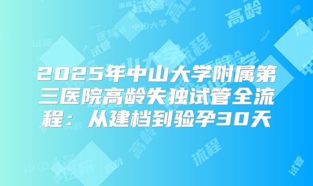 2025年中山大学附属第三医院高龄失独试管全流程:从建档到验孕30天