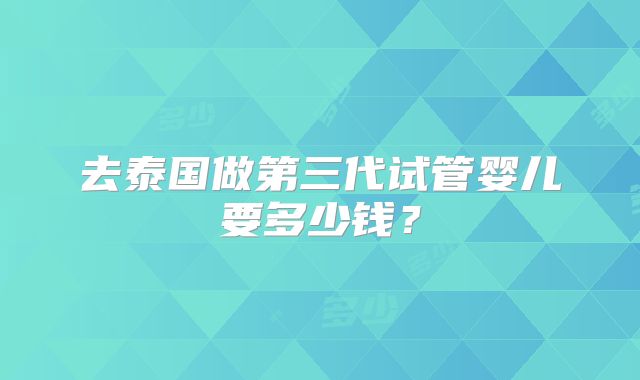去泰国做第三代试管婴儿要多少钱?