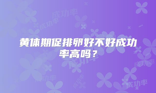 黄体期促排卵好不好成功率高吗?