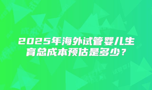 2025年海外试管婴儿生育总成本预估是多少?