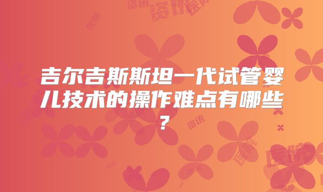 吉尔吉斯斯坦一代试管婴儿技术的操作难点有哪些?