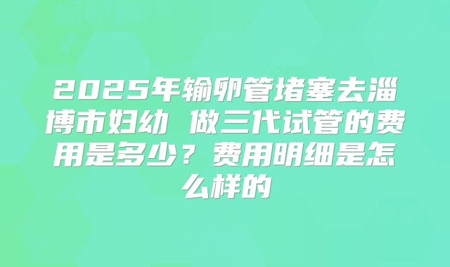 2025年输卵管堵塞去淄博市妇幼 做三代试管的费用是多少？费用明细是怎么样的