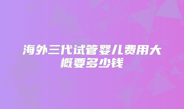 海外三代试管婴儿费用大概要多少钱