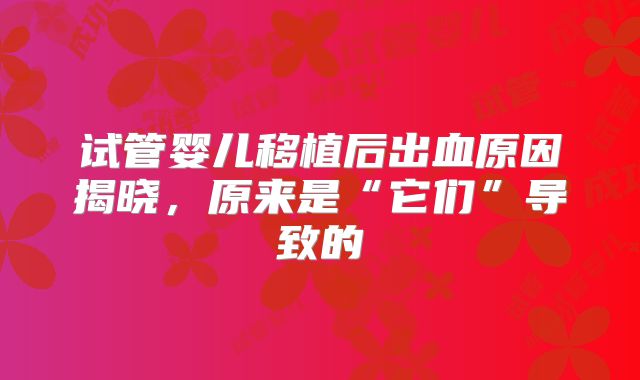 试管婴儿移植后出血原因揭晓，原来是“它们”导致的