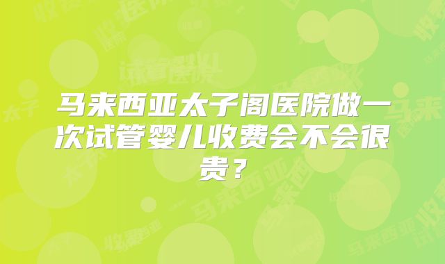 马来西亚太子阁医院做一次试管婴儿收费会不会很贵？