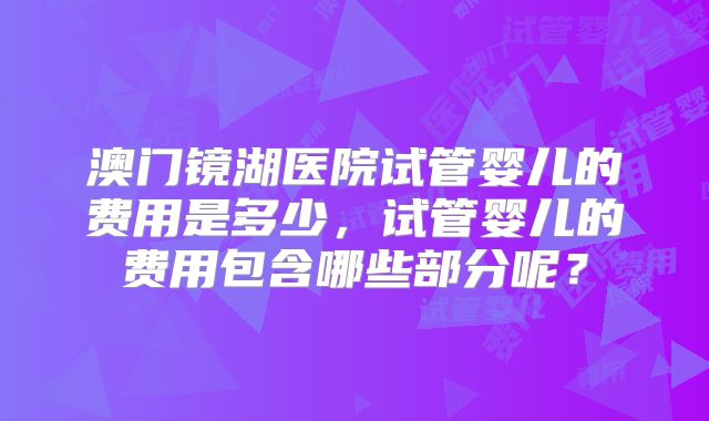 澳门镜湖医院试管婴儿的费用是多少，试管婴儿的费用包含哪些部分呢？