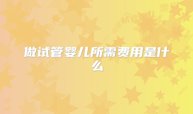 做试管婴儿所需费用是什么