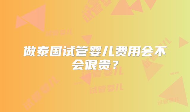 做泰国试管婴儿费用会不会很贵？