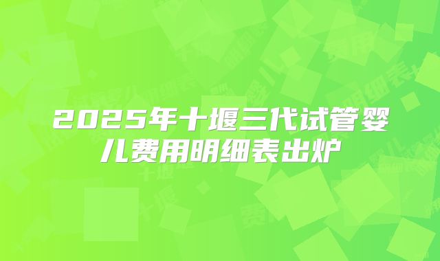 2025年十堰三代试管婴儿费用明细表出炉
