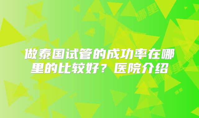 做泰国试管的成功率在哪里的比较好?医院介绍