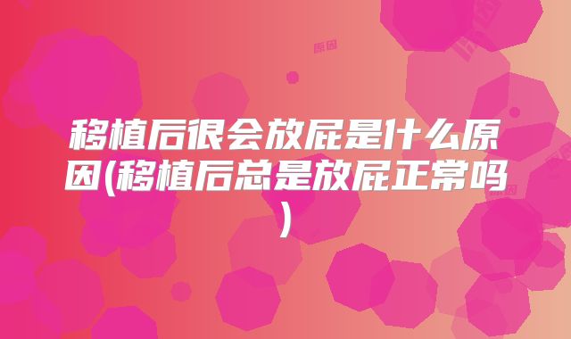 移植后很会放屁是什么原因(移植后总是放屁正常吗)