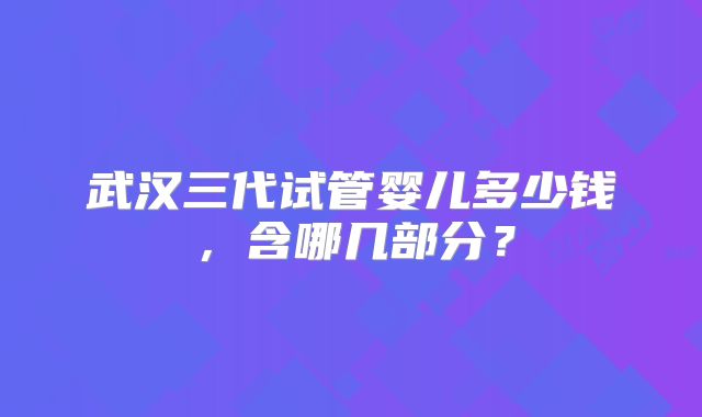 武汉三代试管婴儿多少钱，含哪几部分？