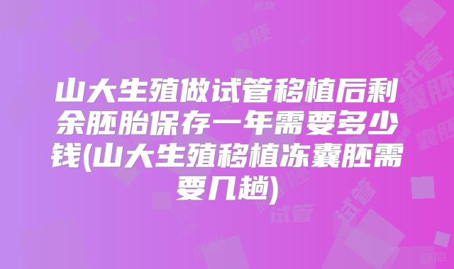 山大生殖做试管移植后剩余胚胎保存一年需要多少钱(山大生殖移植冻囊胚需要几趟)
