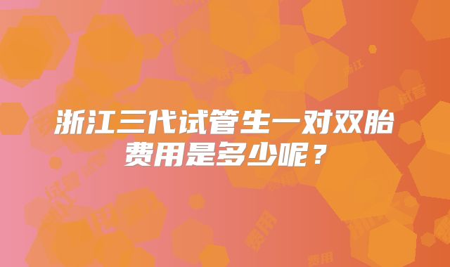浙江三代试管生一对双胎费用是多少呢？