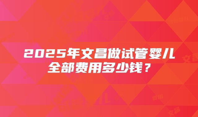 2025年文昌做试管婴儿全部费用多少钱？