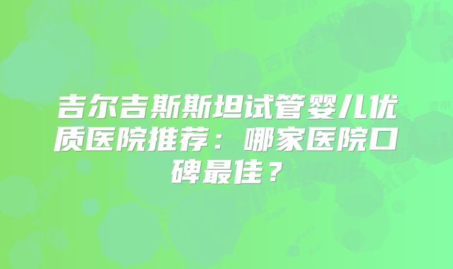 吉尔吉斯斯坦试管婴儿优质医院推荐：哪家医院口碑最佳？