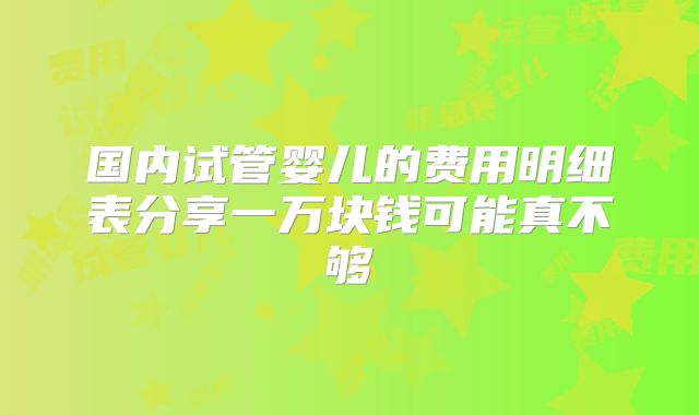 国内试管婴儿的费用明细表分享一万块钱可能真不够