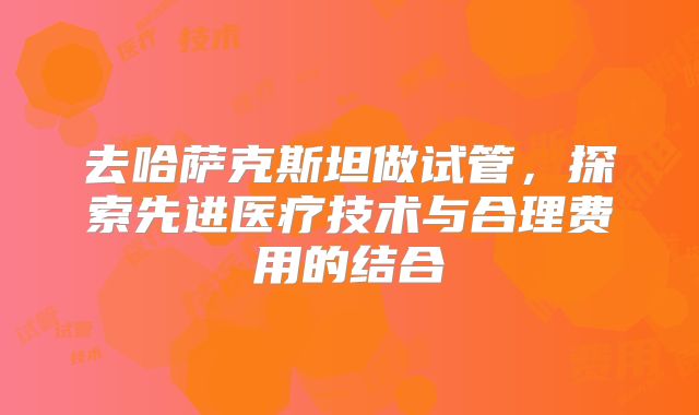 去哈萨克斯坦做试管，探索先进医疗技术与合理费用的结合