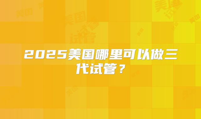 2025美国哪里可以做三代试管？