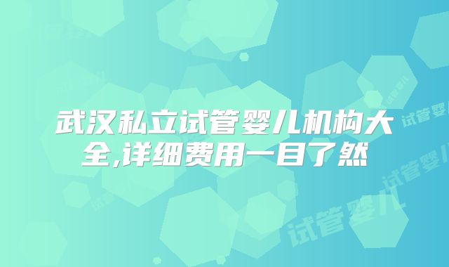 武汉私立试管婴儿机构大全,详细费用一目了然