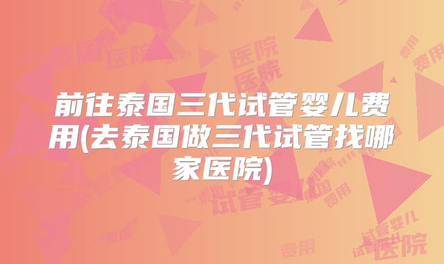 前往泰国三代试管婴儿费用(去泰国做三代试管找哪家医院)