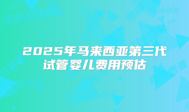 2025年马来西亚第三代试管婴儿费用预估