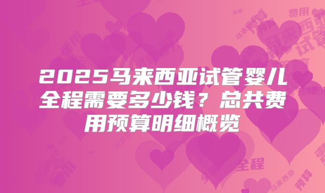 2025马来西亚试管婴儿全程需要多少钱？总共费用预算明细概览