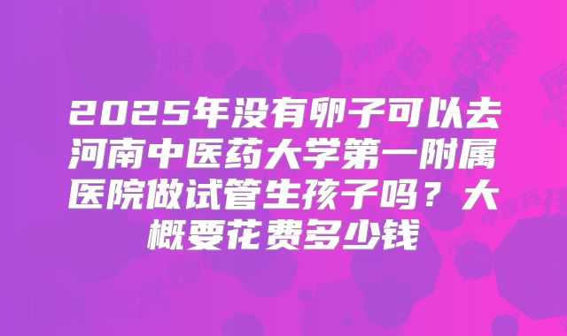 2025年没有卵子可以去河南中医药大学第一附属医院做试管生孩子吗？大概要花费多少钱