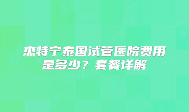 杰特宁泰国试管医院费用是多少？套餐详解