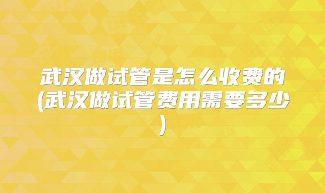 武汉做试管是怎么收费的(武汉做试管费用需要多少)
