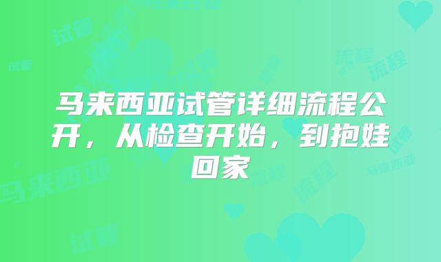 马来西亚试管详细流程公开，从检查开始，到抱娃回家