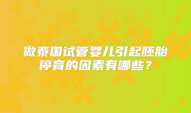 做泰国试管婴儿引起胚胎停育的因素有哪些?