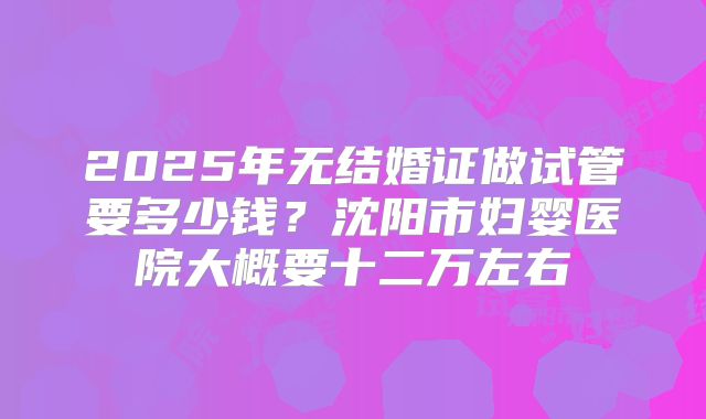 2025年无结婚证做试管要多少钱？沈阳市妇婴医院大概要十二万左右