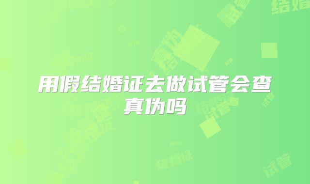 用假结婚证去做试管会查真伪吗