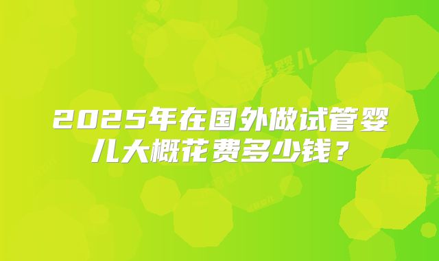 2025年在国外做试管婴儿大概花费多少钱？
