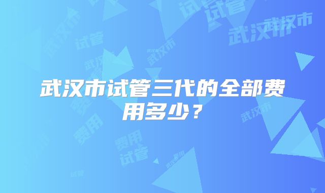 武汉市试管三代的全部费用多少？